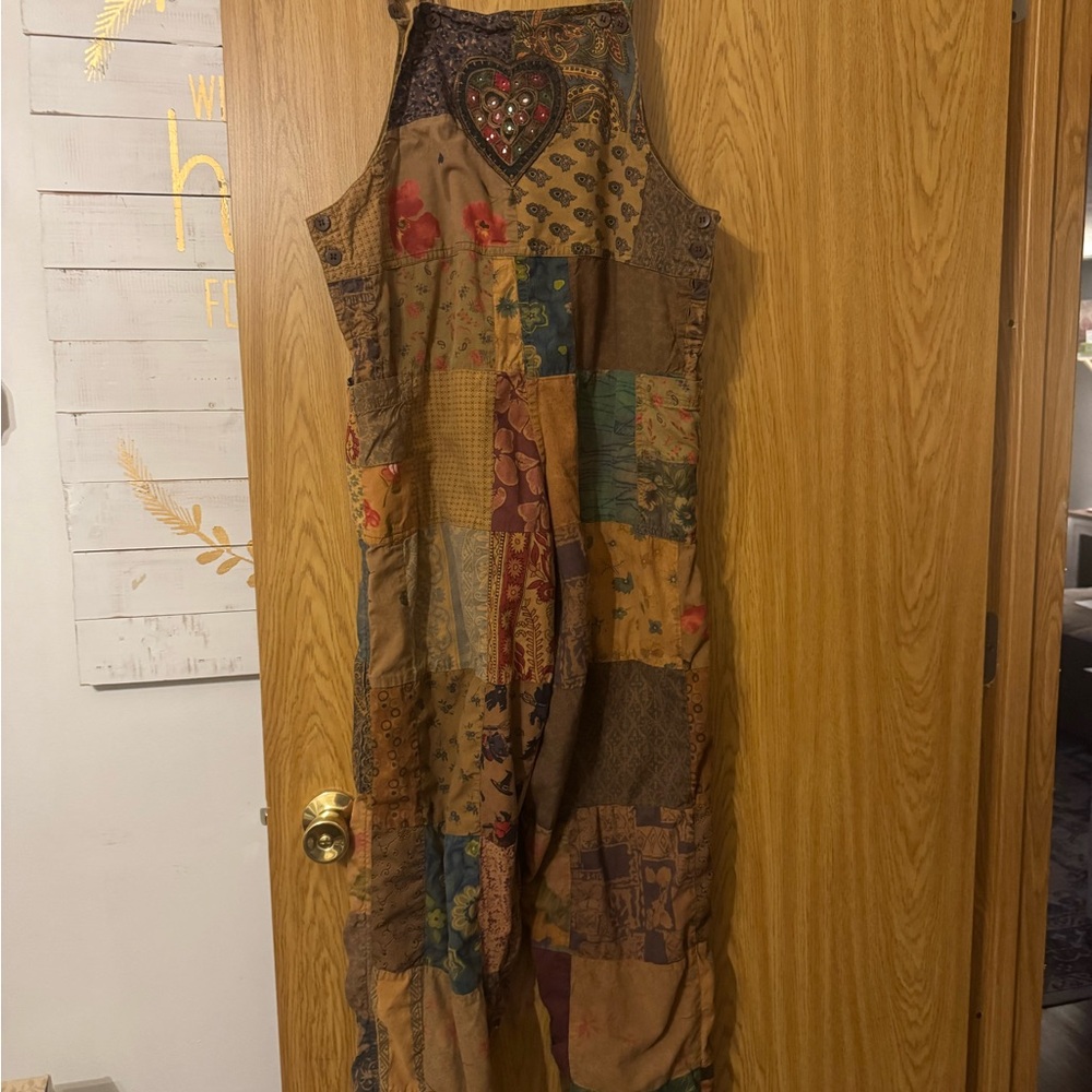 Patchwork overalls with Heart Detail - image 1